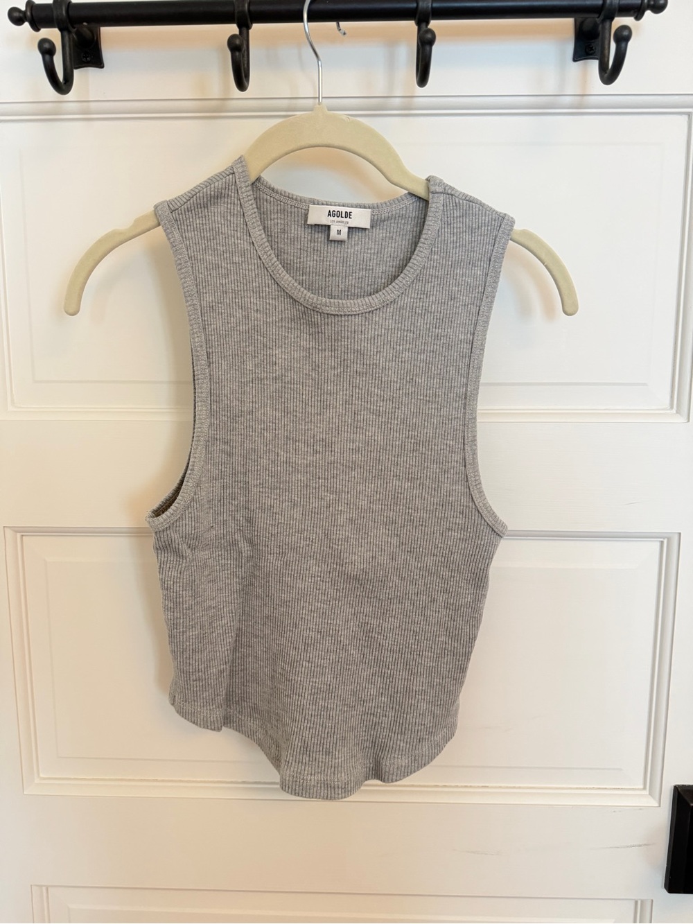 Agolde Ribbed Sleeveless Tank in Light Gray